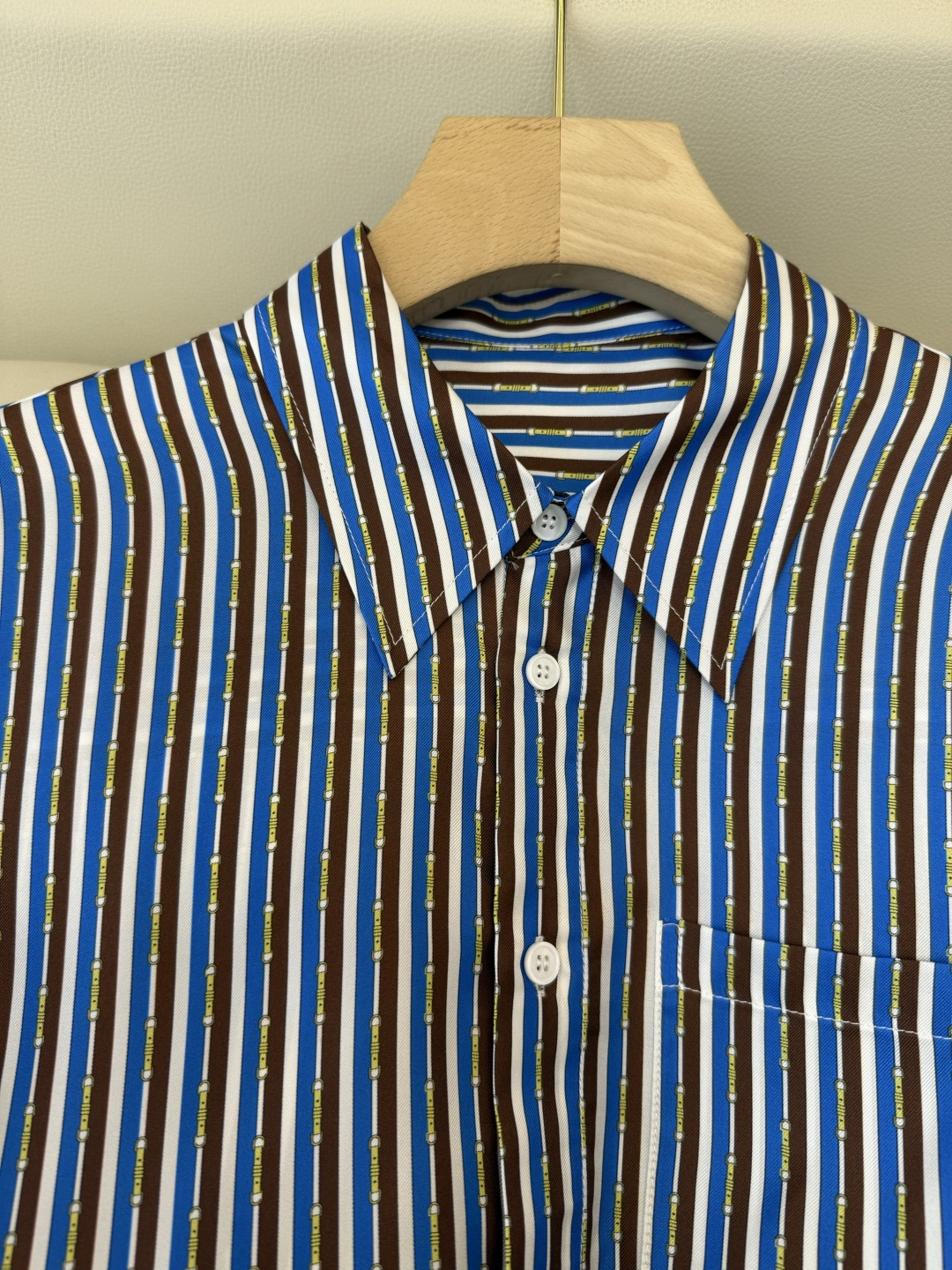 BS1120#新款衬衫💕CE* 100% 斜纹真丝条纹 印花长袖衬衫 36/38/40/42