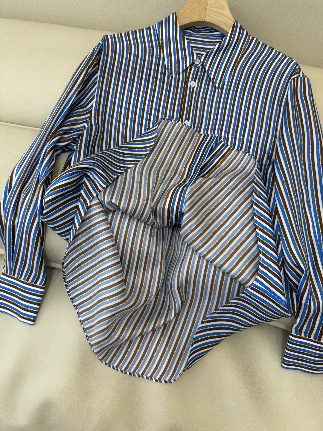 BS1120#新款衬衫💕CE* 100% 斜纹真丝条纹 印花长袖衬衫 36/38/40/42