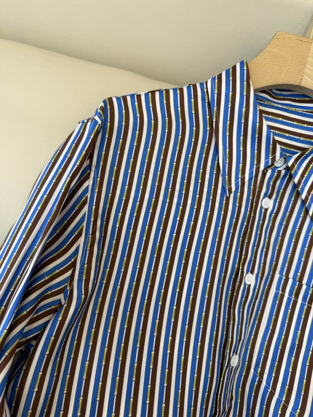 BS1120#新款衬衫💕CE* 100% 斜纹真丝条纹 印花长袖衬衫 36/38/40/42