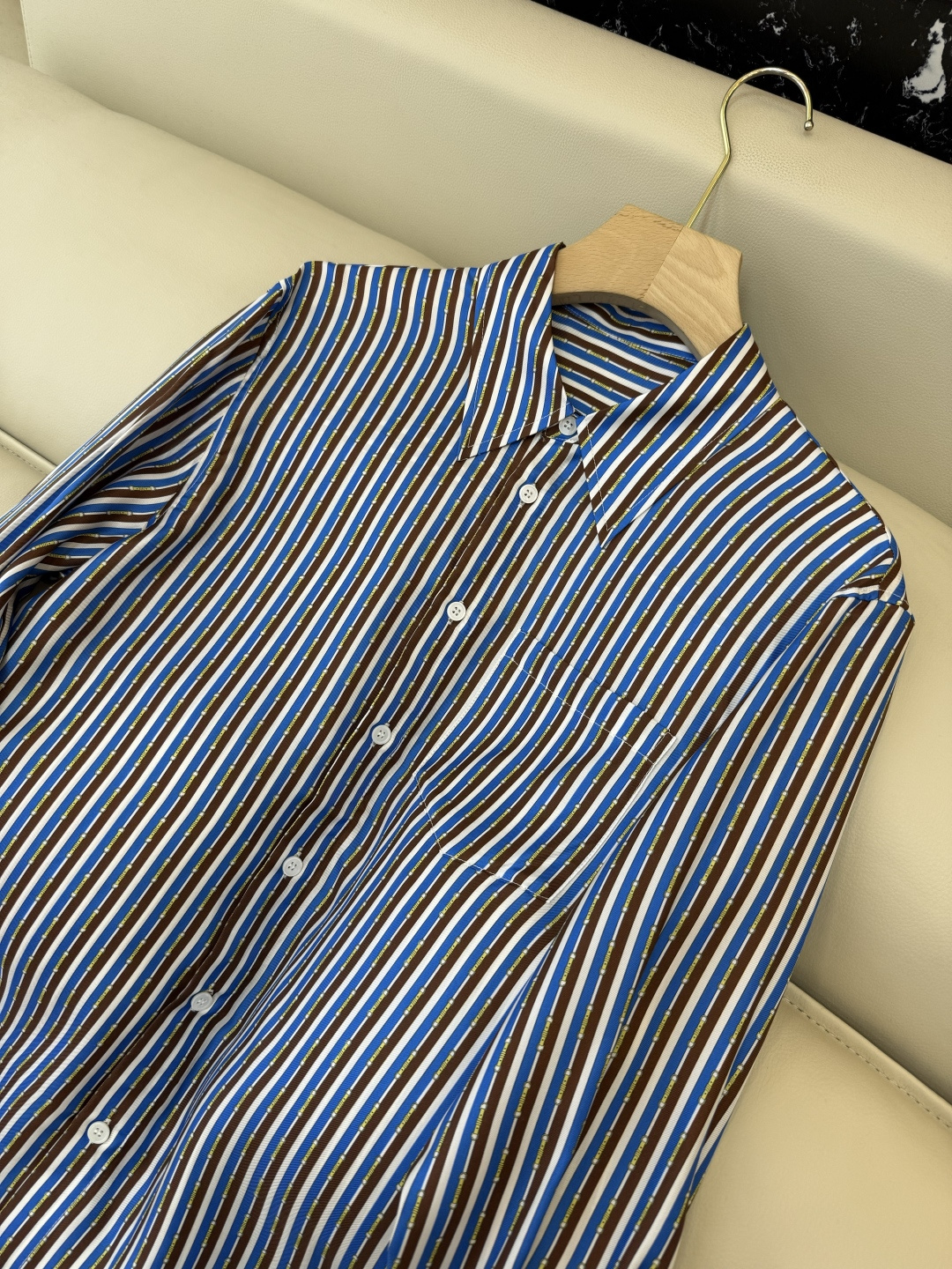 BS1120#新款衬衫💕CE* 100% 斜纹真丝条纹 印花长袖衬衫 36/38/40/42