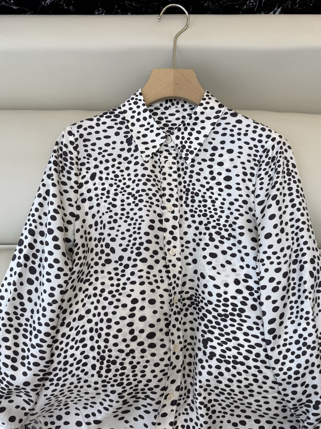 BS1125#新款衬衫💕Max mara 波点印花 100% 斜纹真丝印花长袖衬衫 36/38/40/4