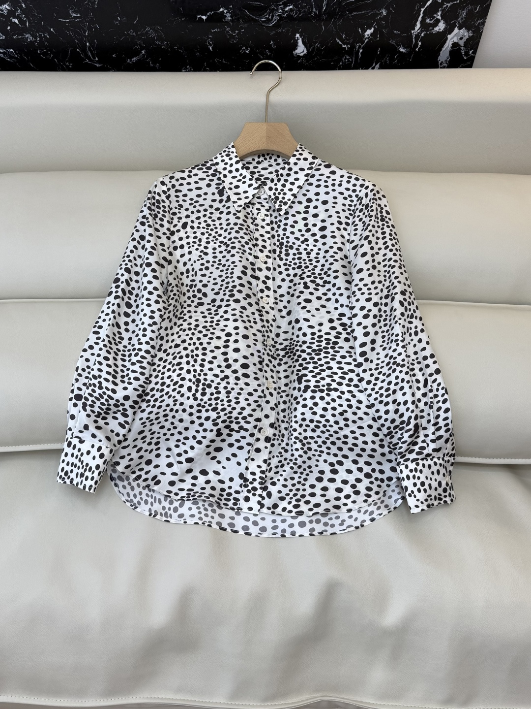 BS1125#新款衬衫💕Max mara 波点印花 100% 斜纹真丝印花长袖衬衫 36/38/40/4