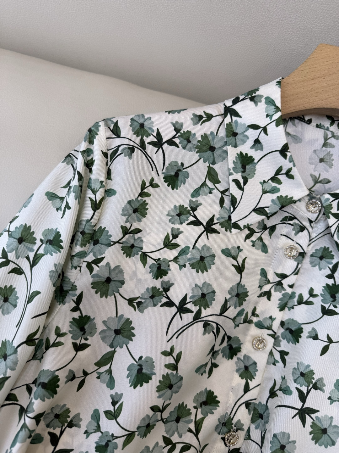 BS1119#新款衬衫💕Max mara 碎花印花 100% 斜纹真丝印花长袖衬衫 配腰带 36/38/