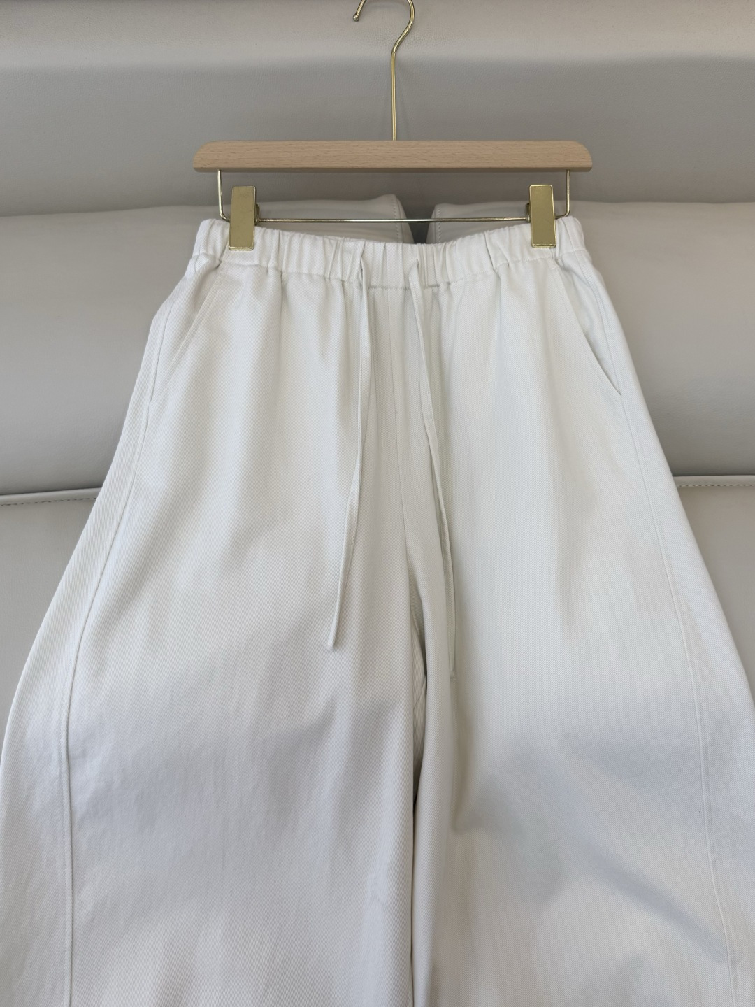 HL005#新款裤子‼️极简风 百搭 宽松九分长裤 牛仔蓝 白色 SMLXL