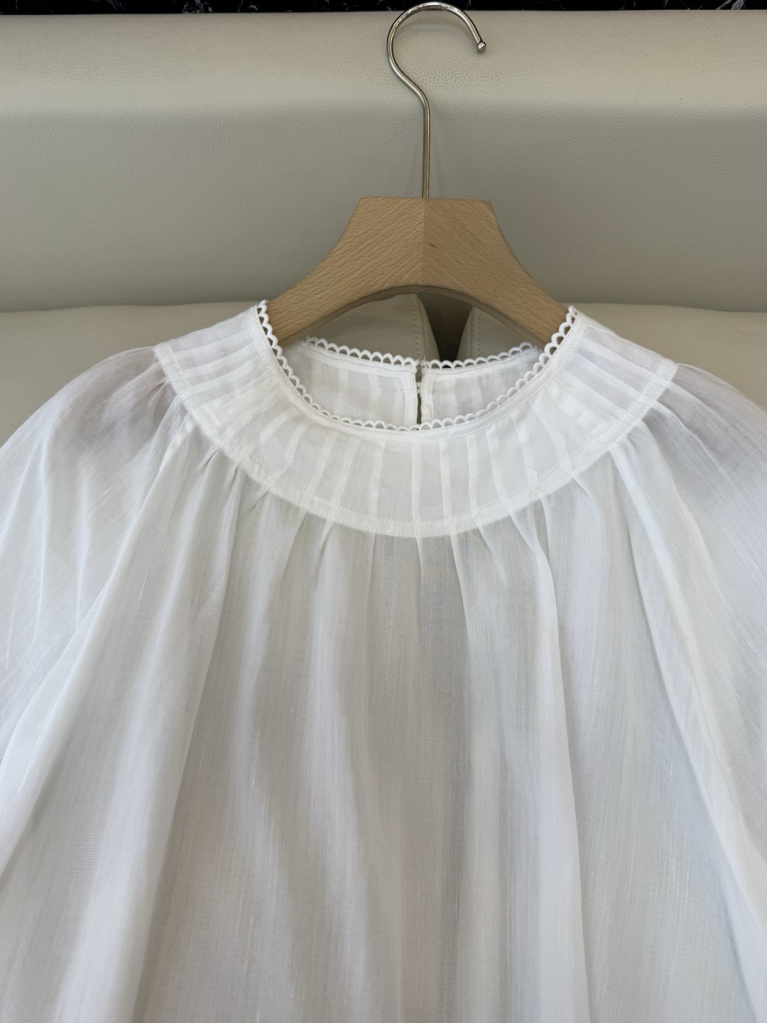 ES020#新款衬衫💕ES 镂空绣花 圆领 苎麻 天丝上衣 白色 SML