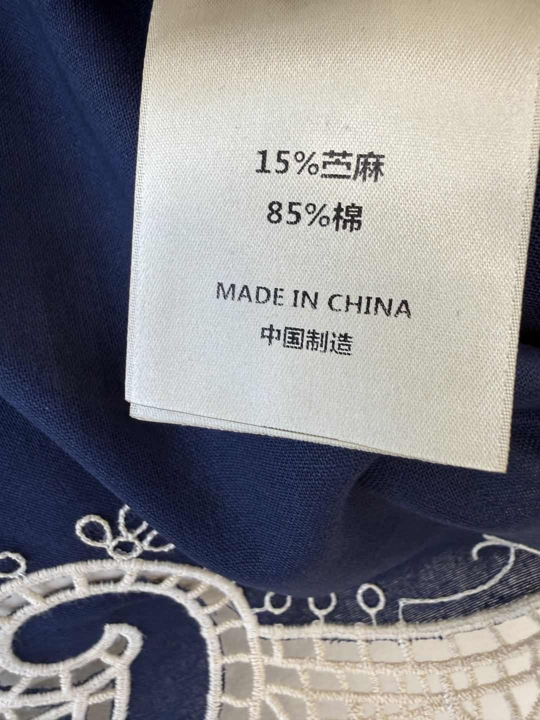 ES021#新款衬衫💕ES 立体绣花 圆领 苎麻棉 上衣 白色 蓝色 SML