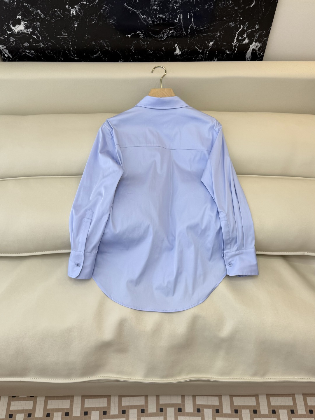 QD8038#新款衬衫💕GU 极简风 长袖衬衫 蓝色 S-XL