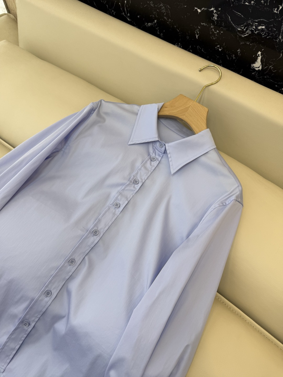 QD8038#新款衬衫💕GU 极简风 长袖衬衫 蓝色 S-XL