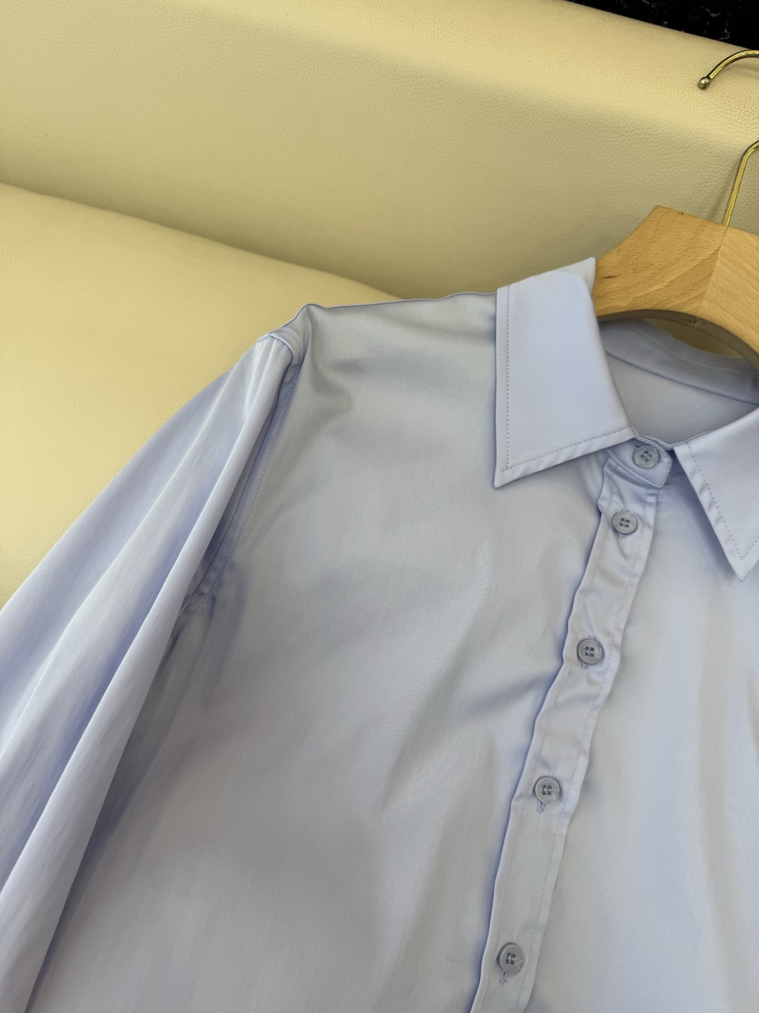 QD8038#新款衬衫💕GU 极简风 长袖衬衫 蓝色 S-XL