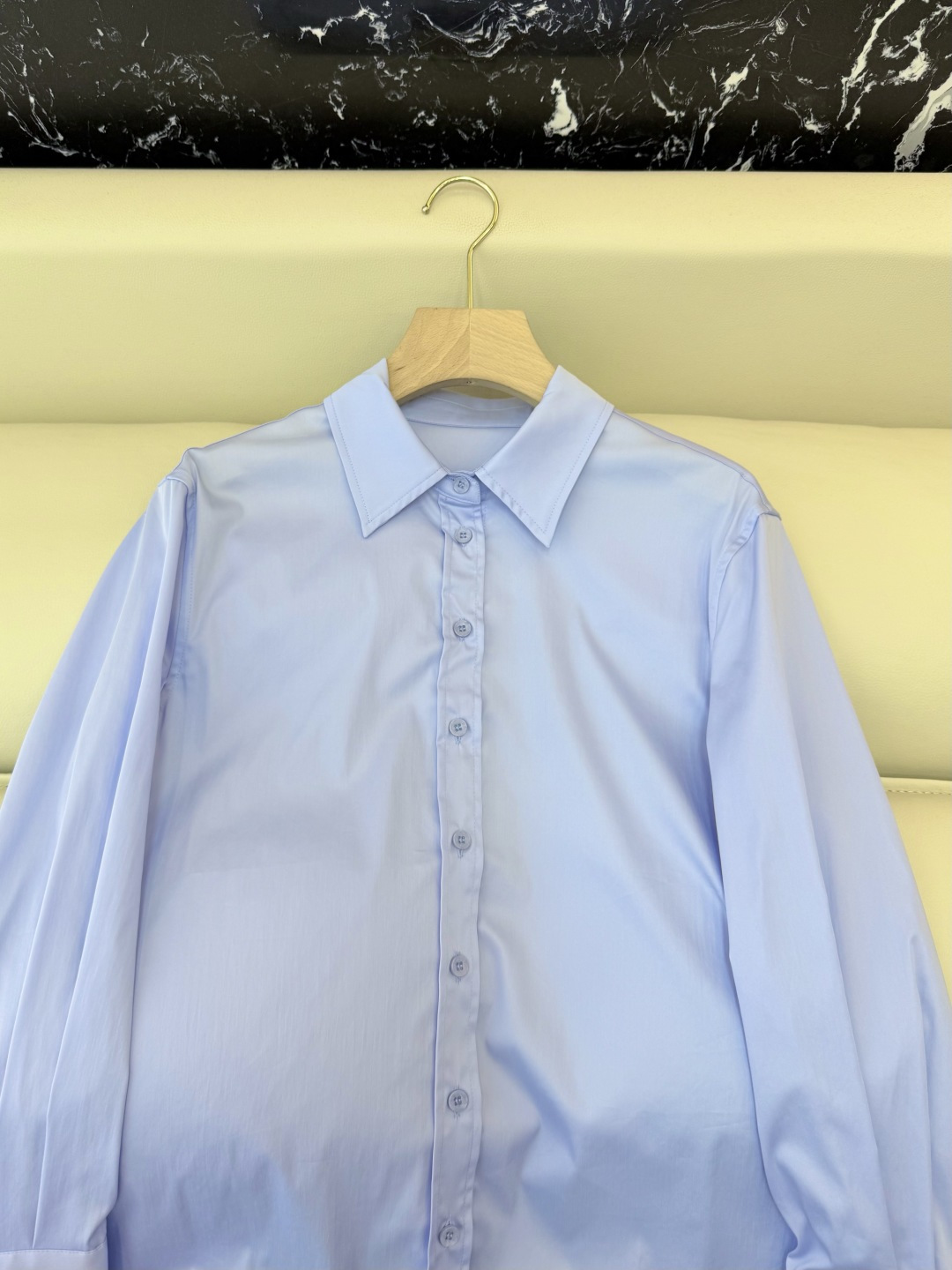 QD8038#新款衬衫💕GU 极简风 长袖衬衫 蓝色 S-XL