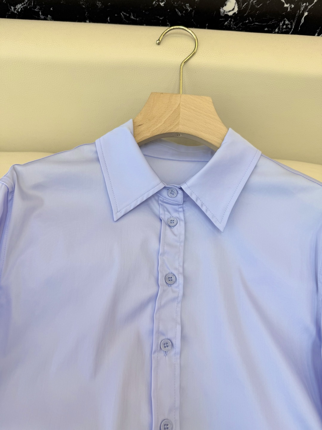 QD8038#新款衬衫💕GU 极简风 长袖衬衫 蓝色 S-XL