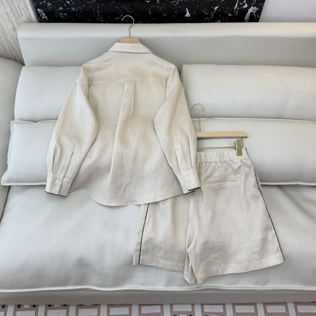 QD8030+8028#新款套装💕BC 顶级版100% 亚麻衬衫➕短裤套装 两色 36-42