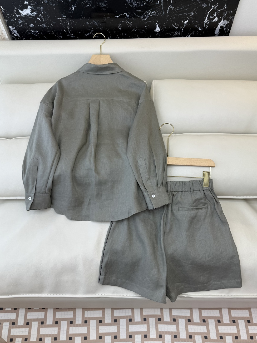 QD8030+8028#新款套装💕BC 顶级版100% 亚麻衬衫➕短裤套装 两色 36-42