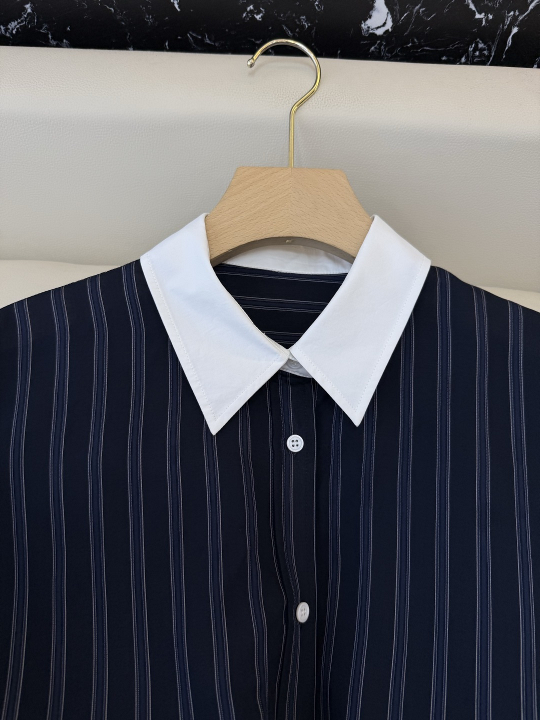 LZ26022#新款衬衫‼️BC 30% 真丝 条纹长袖衬衫 藏蓝色 SML