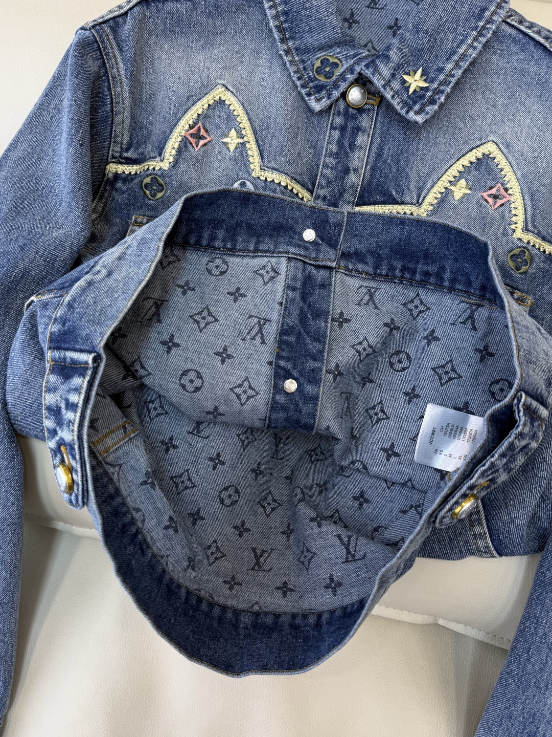 GU022#新款外套‼️L V 重工绣花 长袖牛仔外套 SML