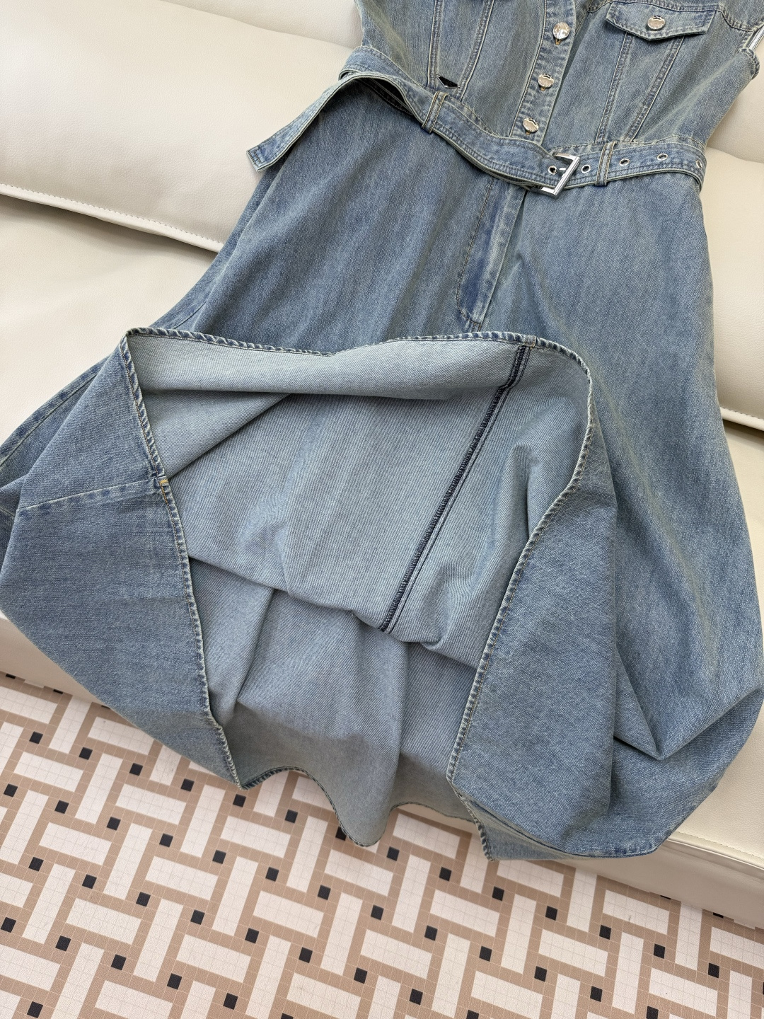 AW017#新款连衣裙P‼️PR 短袖修身牛仔棉 连衣裙 藏青色 牛仔蓝 SML