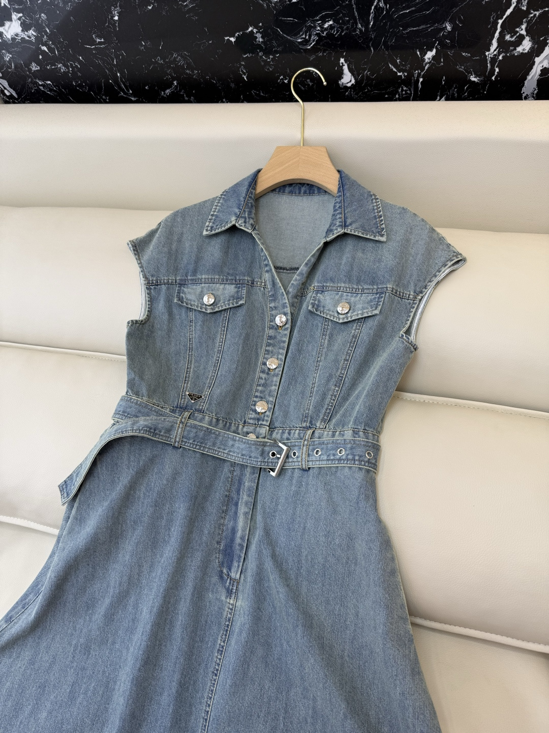 AW017#新款连衣裙P‼️PR 短袖修身牛仔棉 连衣裙 藏青色 牛仔蓝 SML