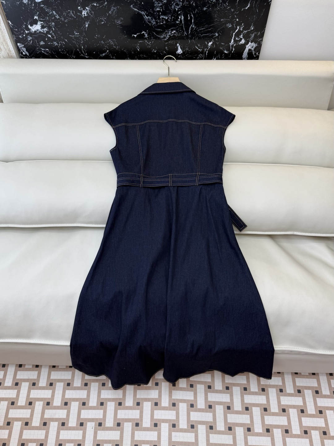 AW017#新款连衣裙P‼️PR 短袖修身牛仔棉 连衣裙 藏青色 牛仔蓝 SML