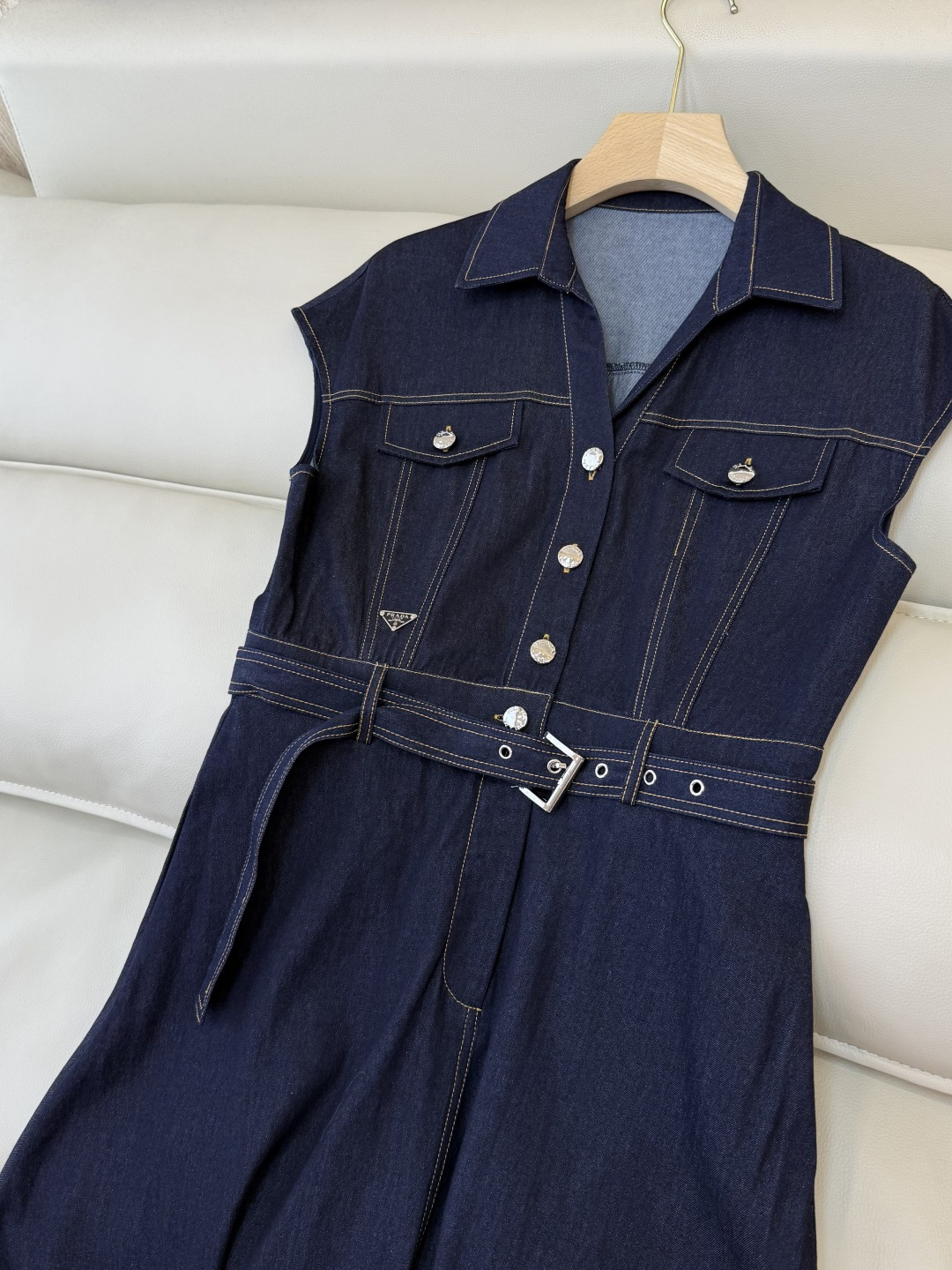 AW017#新款连衣裙P‼️PR 短袖修身牛仔棉 连衣裙 藏青色 牛仔蓝 SML