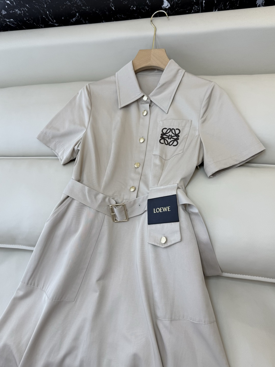 AW020#新款连衣裙P‼️LOE* 短袖修身 皮标logo 连衣裙 两色图 SML