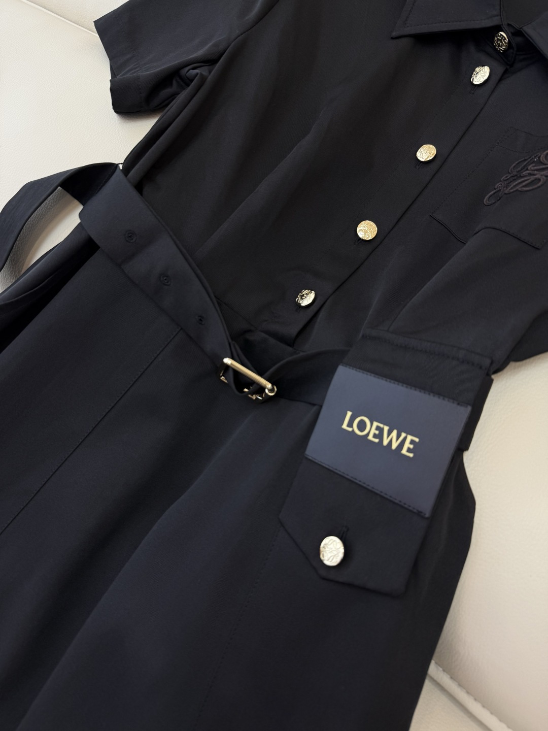 AW020#新款连衣裙P‼️LOE* 短袖修身 皮标logo 连衣裙 两色图 SML