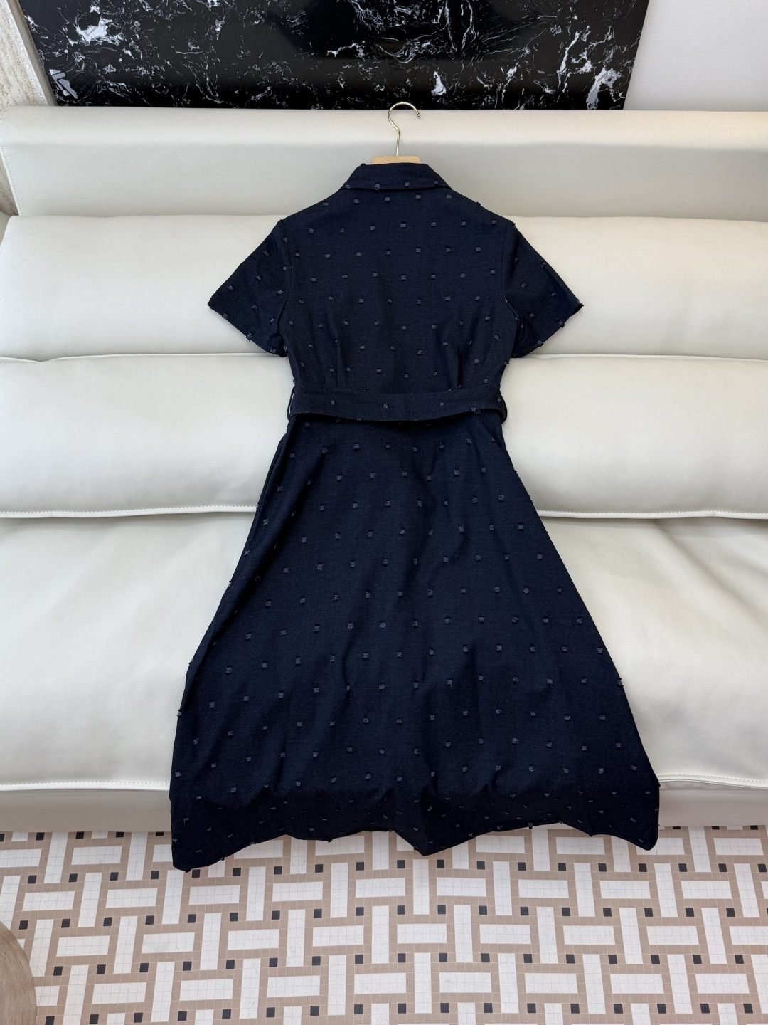 AW018#新款连衣裙P‼️Dio* 短袖修身牛仔棉 连衣裙 藏青色 SML