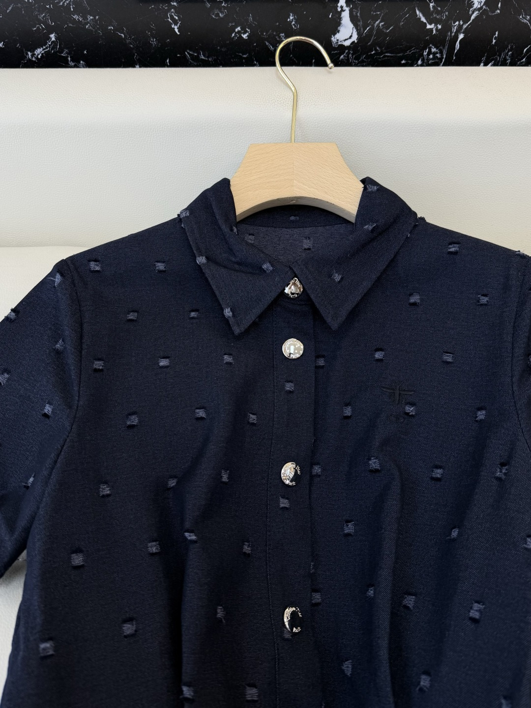 AW018#新款连衣裙P‼️Dio* 短袖修身牛仔棉 连衣裙 藏青色 SML