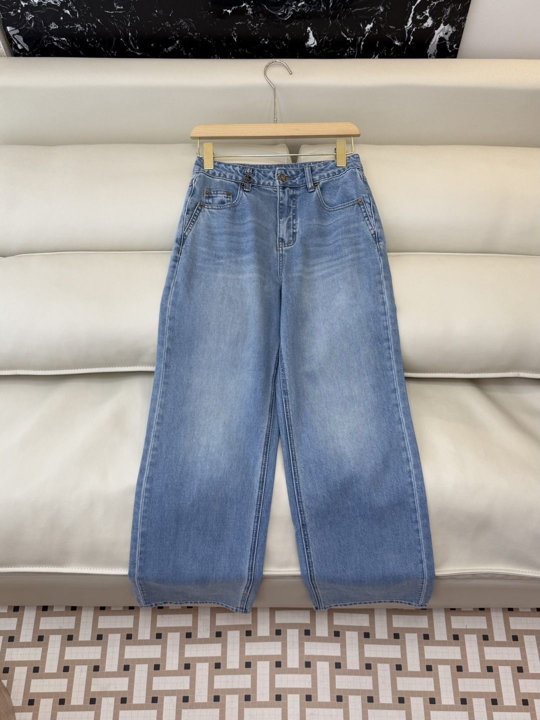 AW027#新款牛仔裤P‼️YSL logo弹力牛仔裤 浅蓝色 深蓝色 26-30