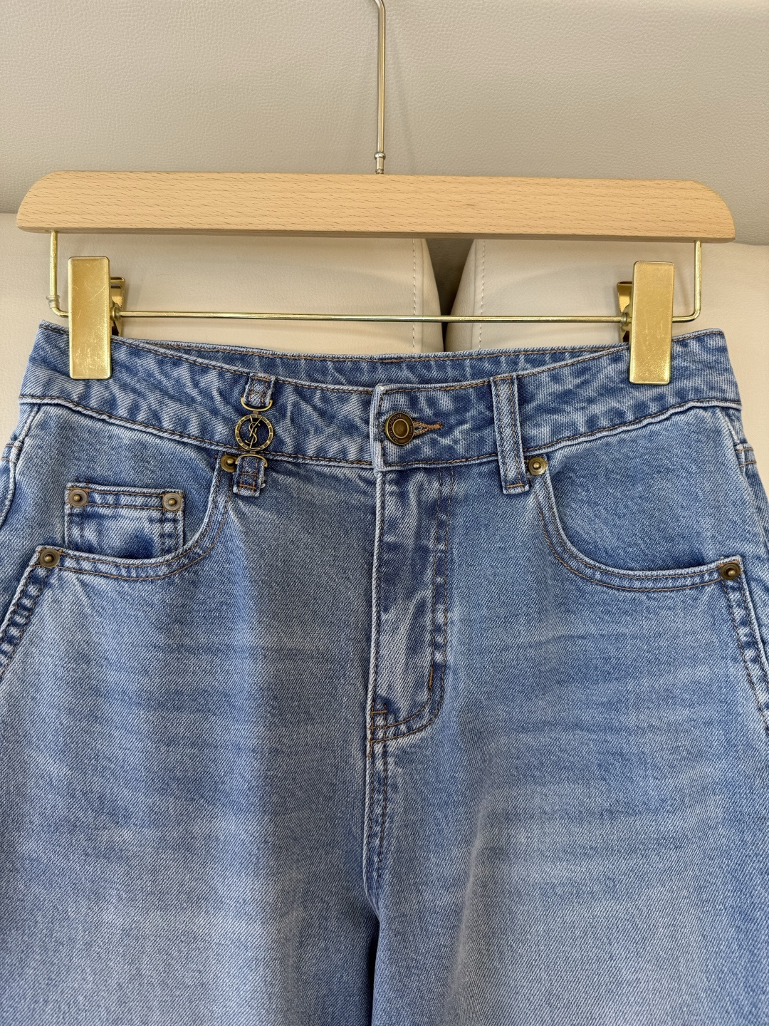 AW027#新款牛仔裤P‼️YSL logo弹力牛仔裤 浅蓝色 深蓝色 26-30