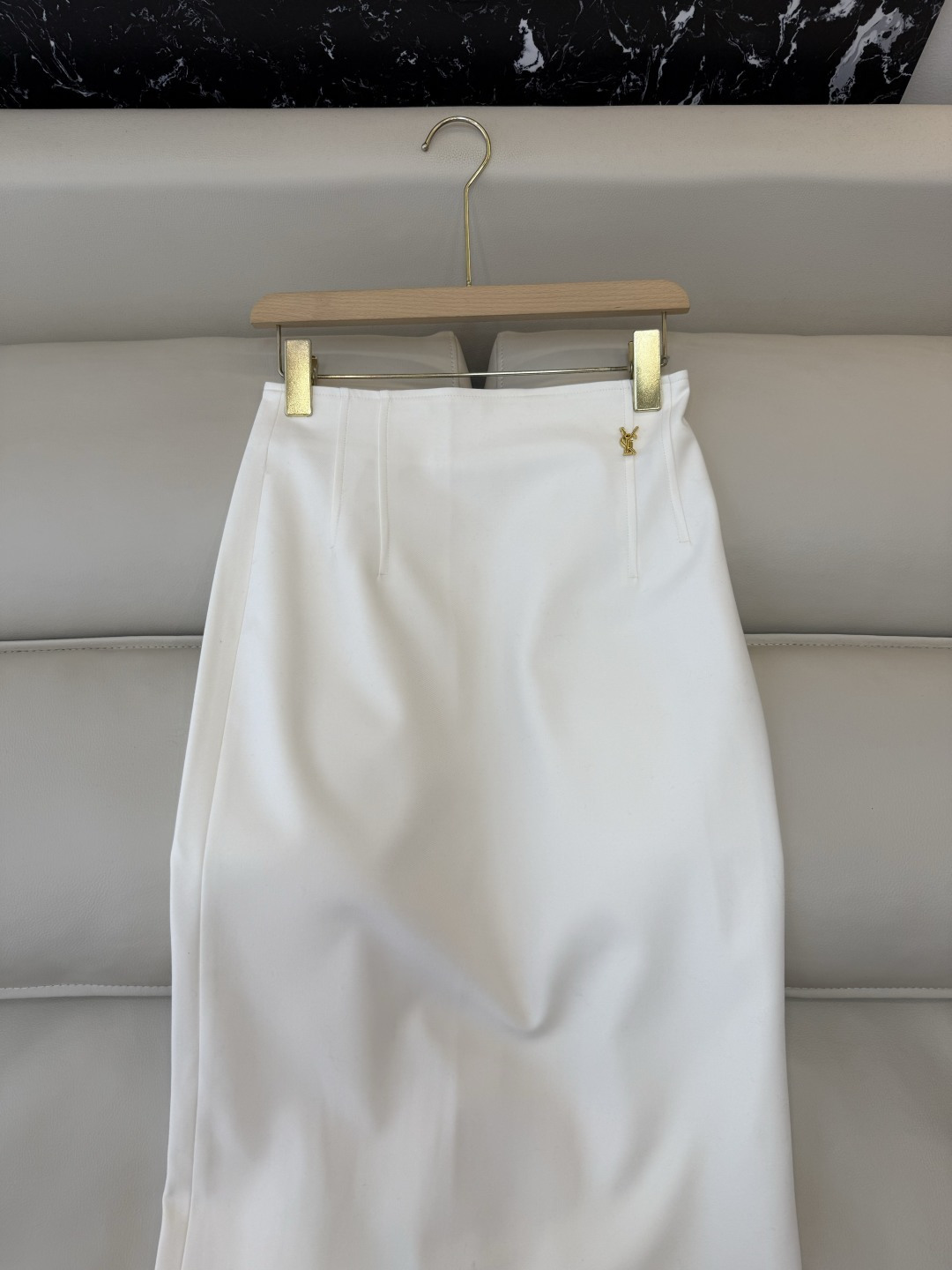 CY0102#新款半裙🌾YSL 开叉设计显瘦长半裙 白色黑色 灰色 SML