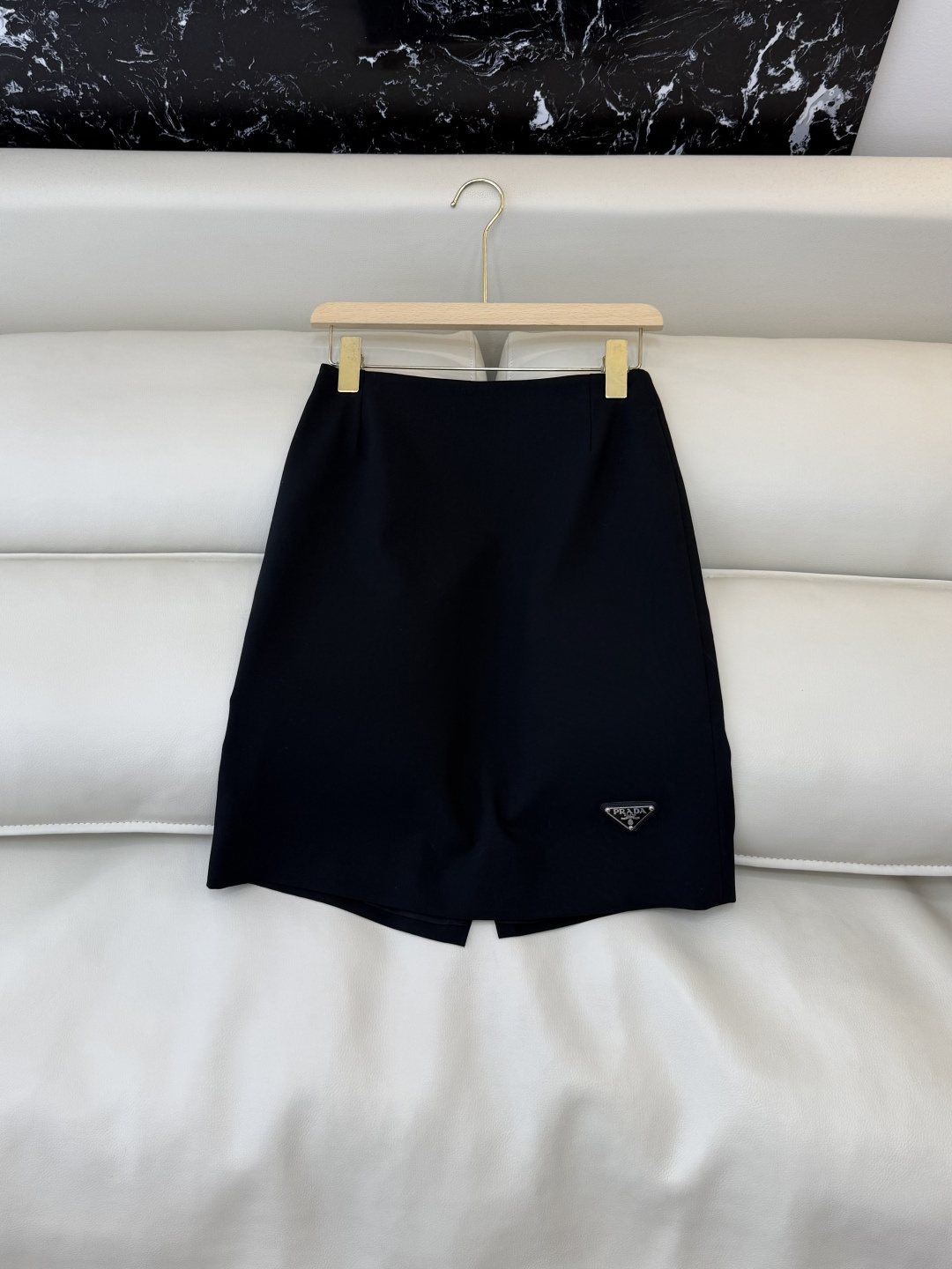 CY0103#新款半裙🌾PR 三角标 开叉设计显瘦 半裙 黑色 灰色 SML