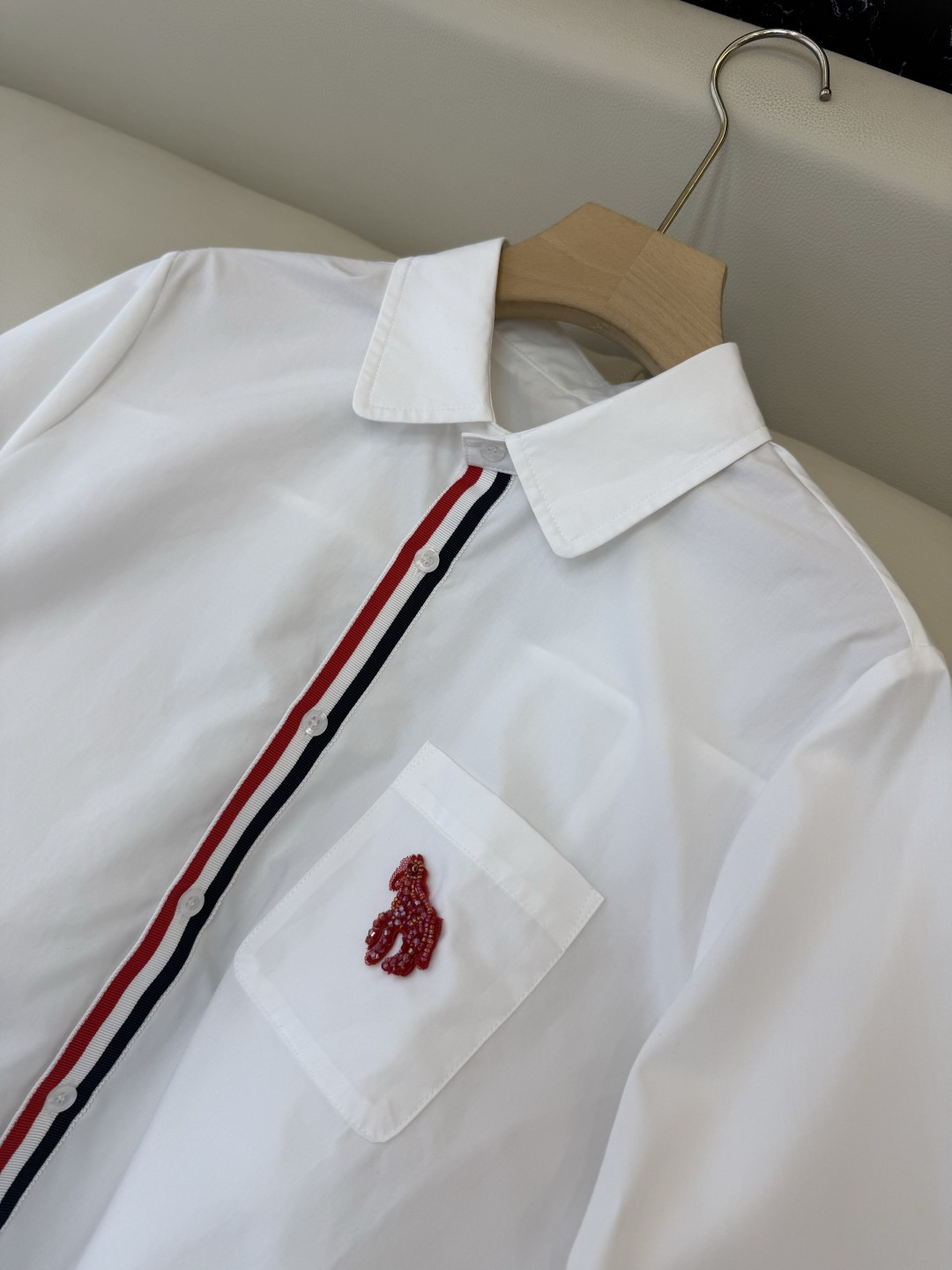 CY0107#新款衬衫🌾TB 小马 绣花 修身 短袖衬衫 白色 SM L