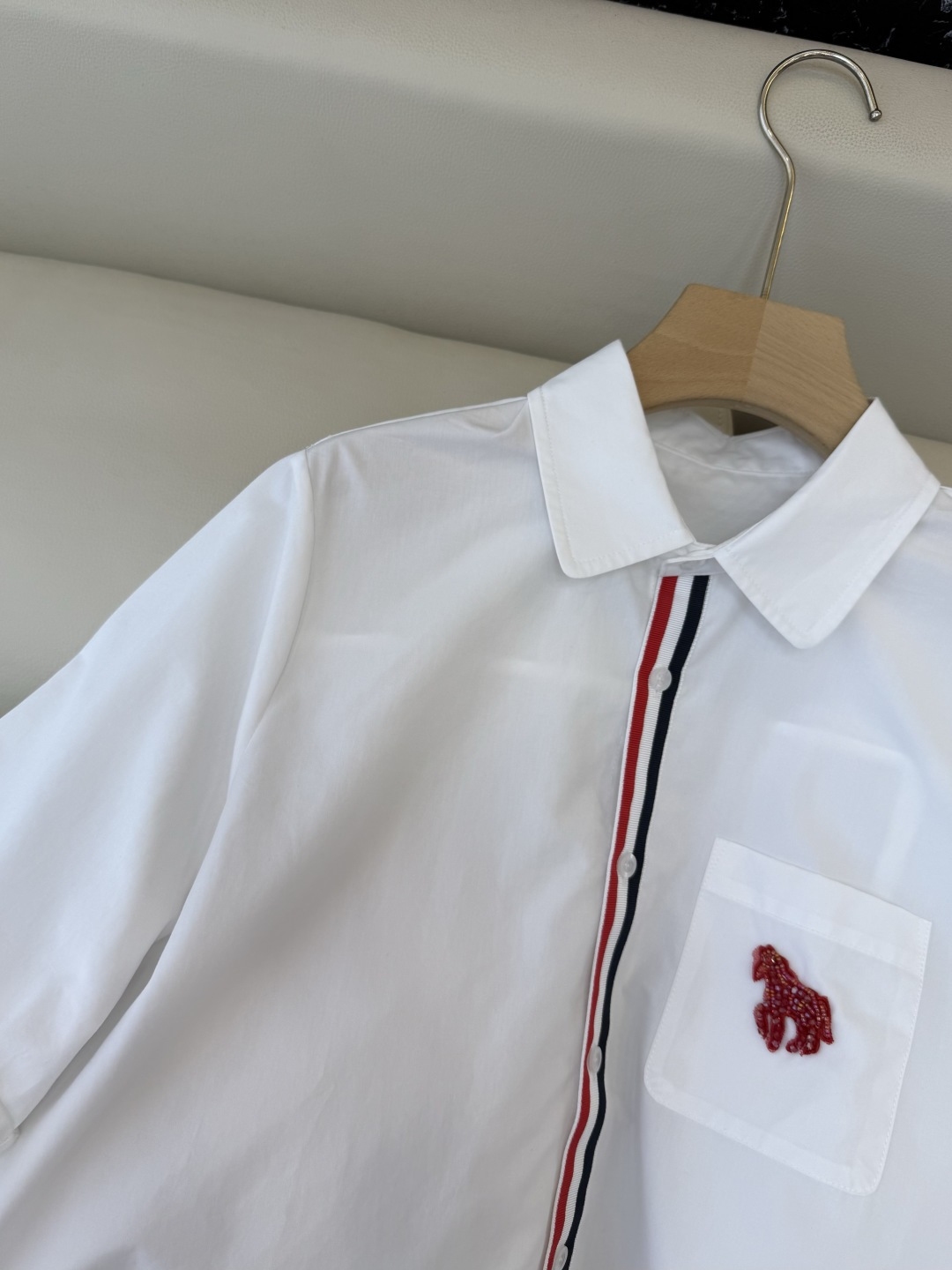 CY0107#新款衬衫🌾TB 小马 绣花 修身 短袖衬衫 白色 SM L