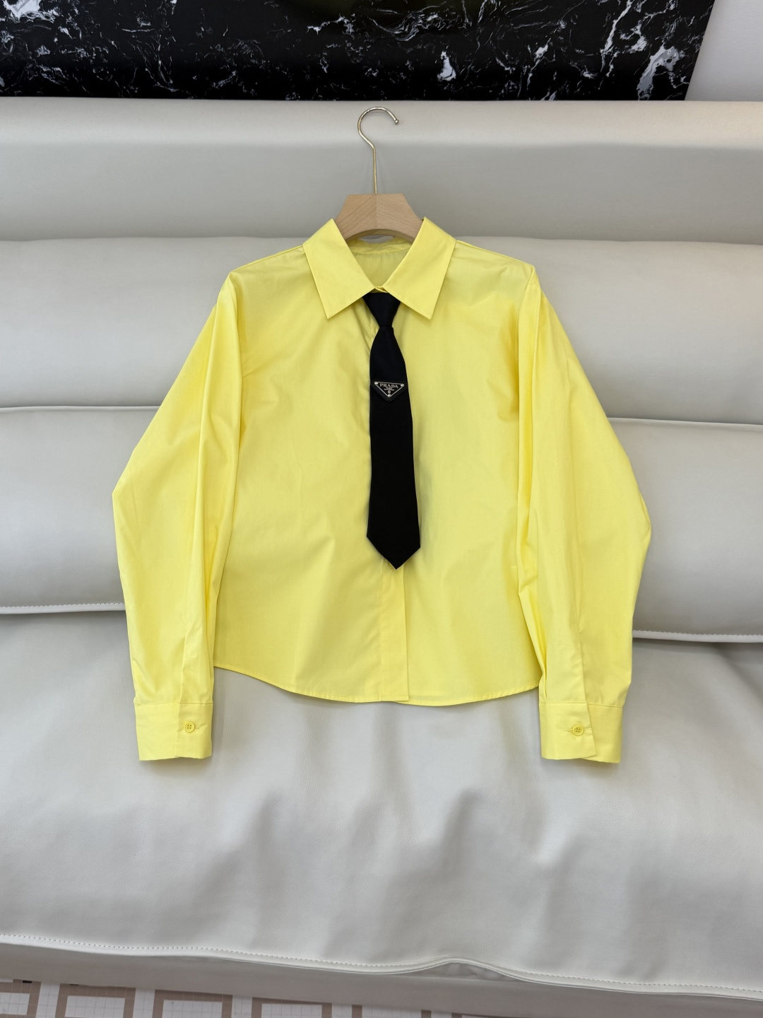 CY0109#新款衬衫🌾PR 三角标 翻领修身长袖 衬衫 白色 粉色 黄色 SM L