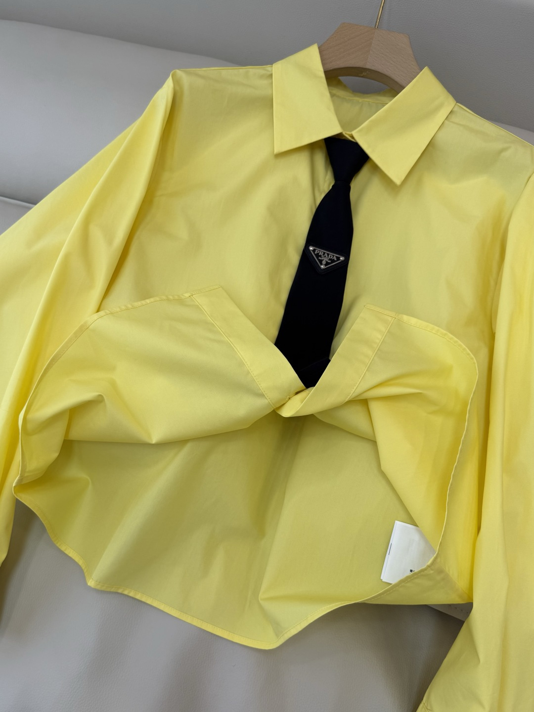 CY0109#新款衬衫🌾PR 三角标 翻领修身长袖 衬衫 白色 粉色 黄色 SM L