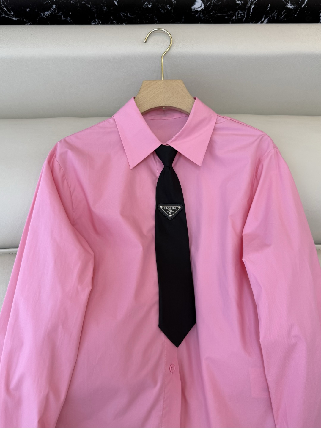 CY0109#新款衬衫🌾PR 三角标 翻领修身长袖 衬衫 白色 粉色 黄色 SM L