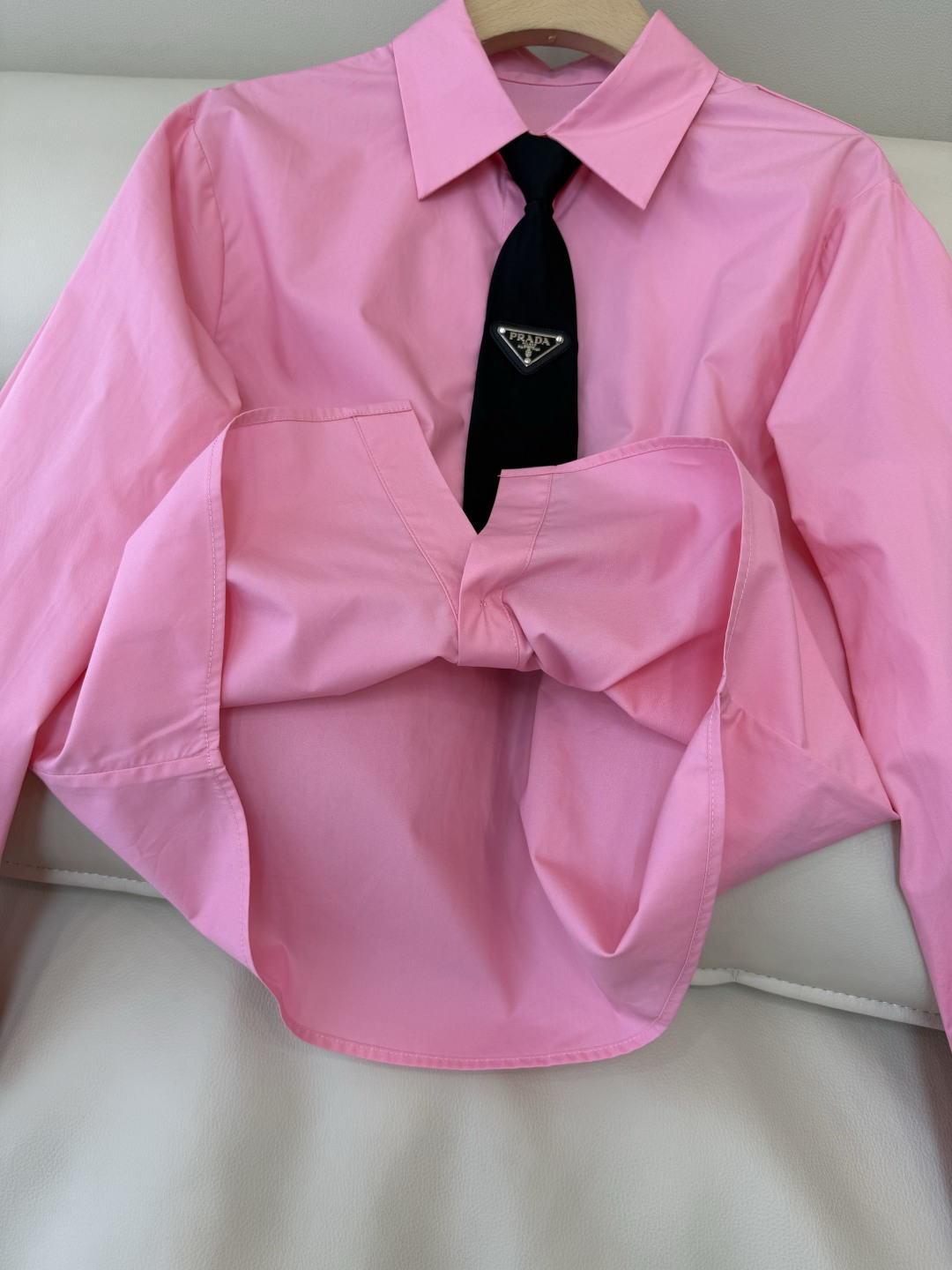 CY0109#新款衬衫🌾PR 三角标 翻领修身长袖 衬衫 白色 粉色 黄色 SM L