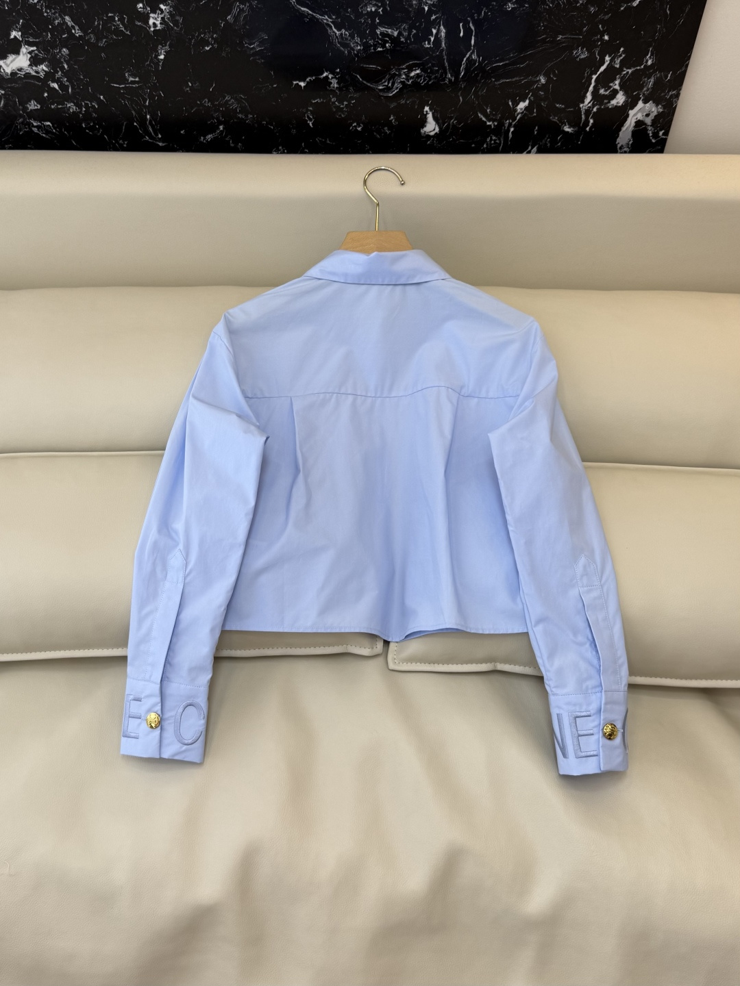 CY0111#新款衬衫🌾Ce 字母绣花 翻领修身长袖 衬衫 白色 粉色 蓝色 SM L