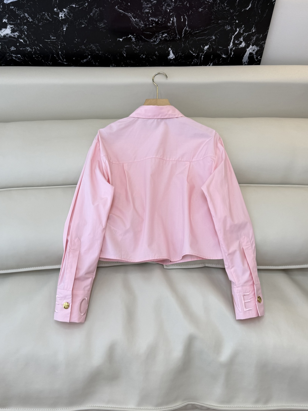 CY0111#新款衬衫🌾Ce 字母绣花 翻领修身长袖 衬衫 白色 粉色 蓝色 SM L