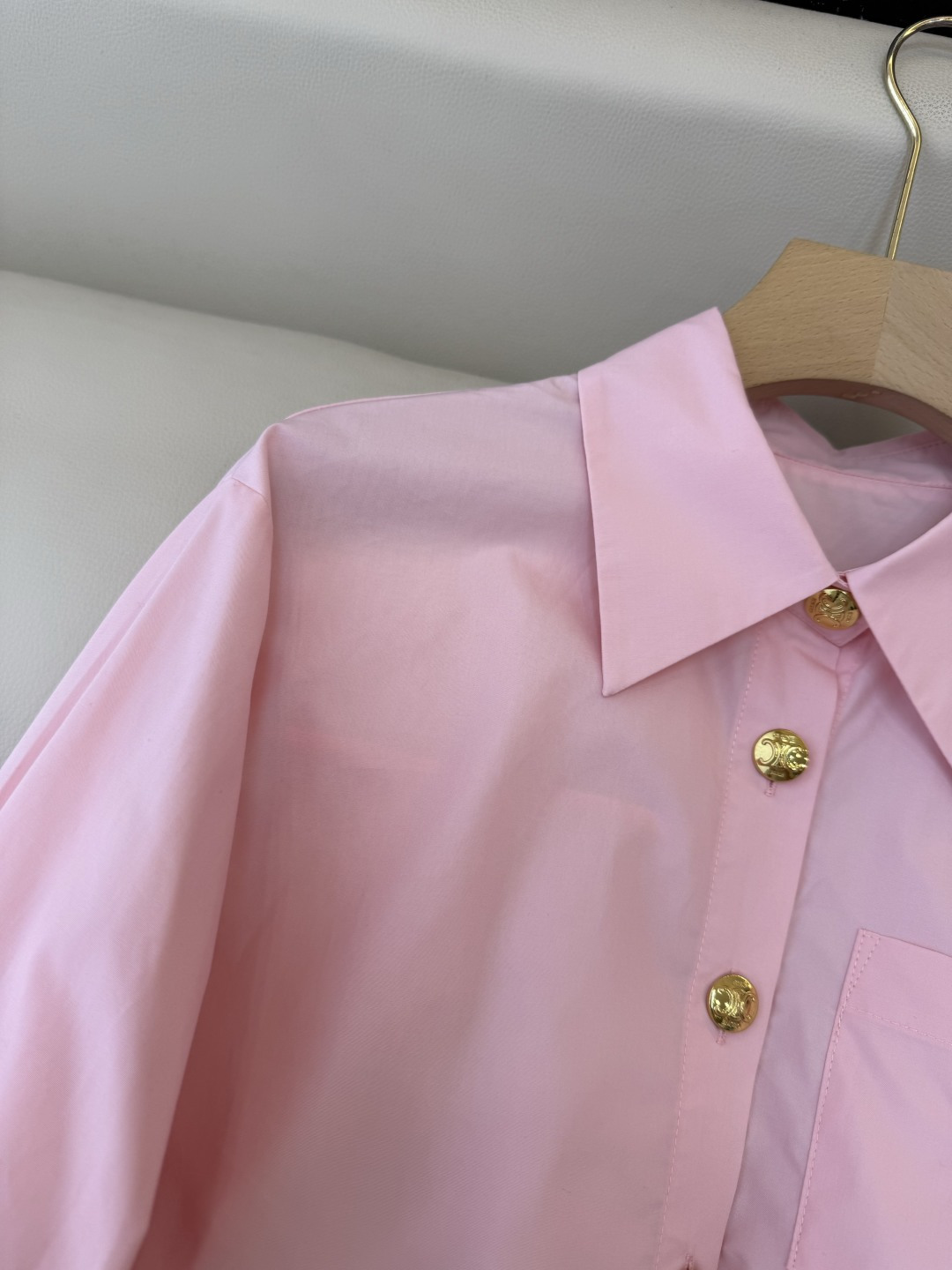 CY0111#新款衬衫🌾Ce 字母绣花 翻领修身长袖 衬衫 白色 粉色 蓝色 SM L