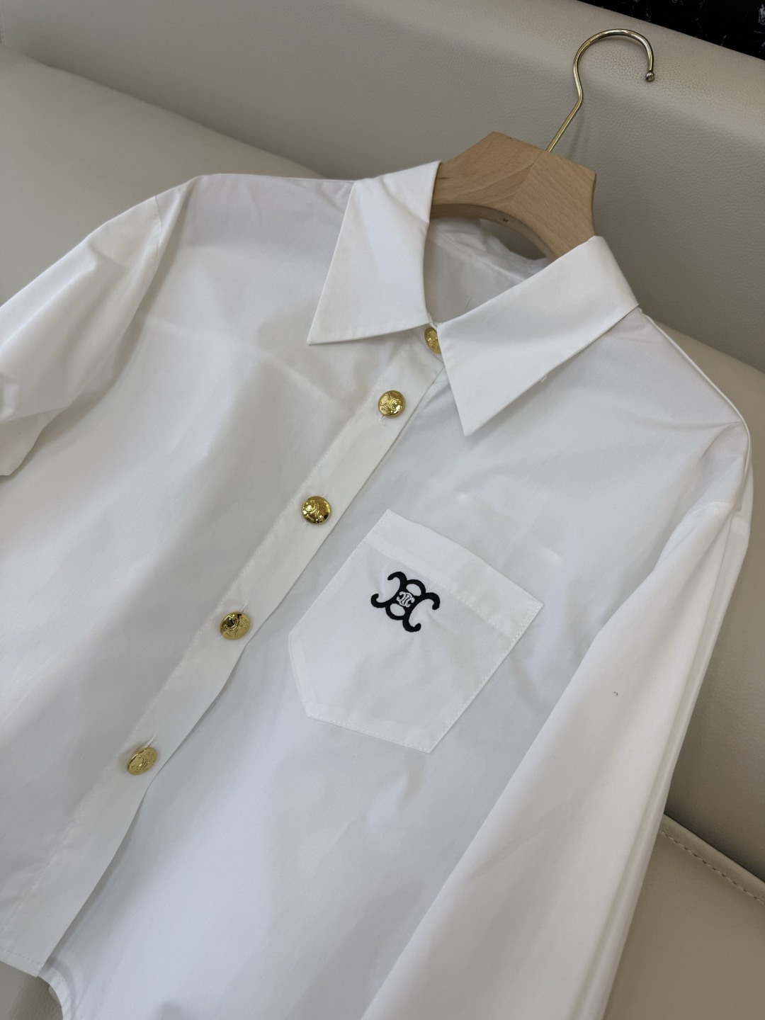 CY0111#新款衬衫🌾Ce 字母绣花 翻领修身长袖 衬衫 白色 粉色 蓝色 SM L