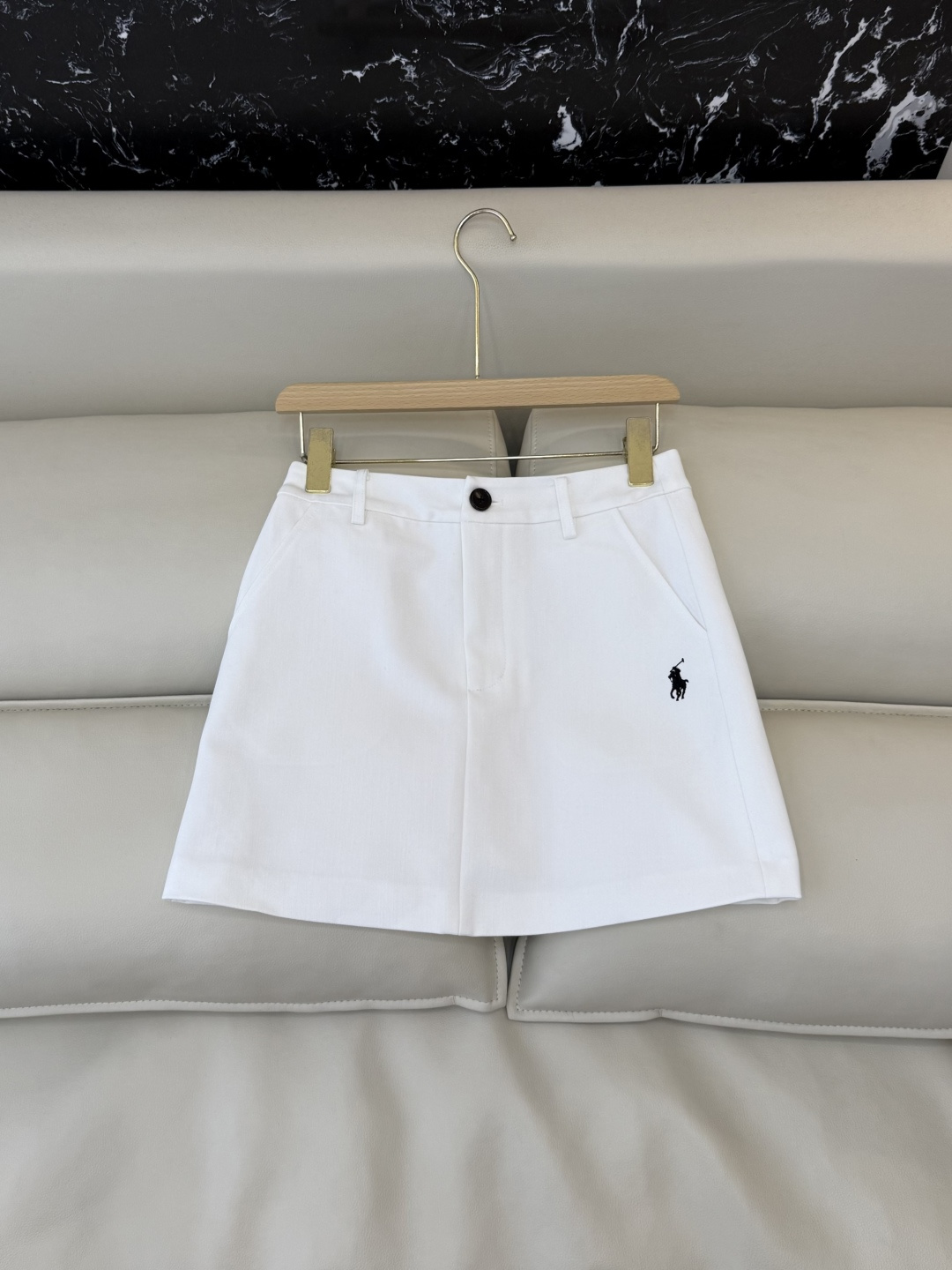 CY0104#新款半裙🌾Polo 绣花logo 显瘦 半裙 黑色 白色 蓝色 SML