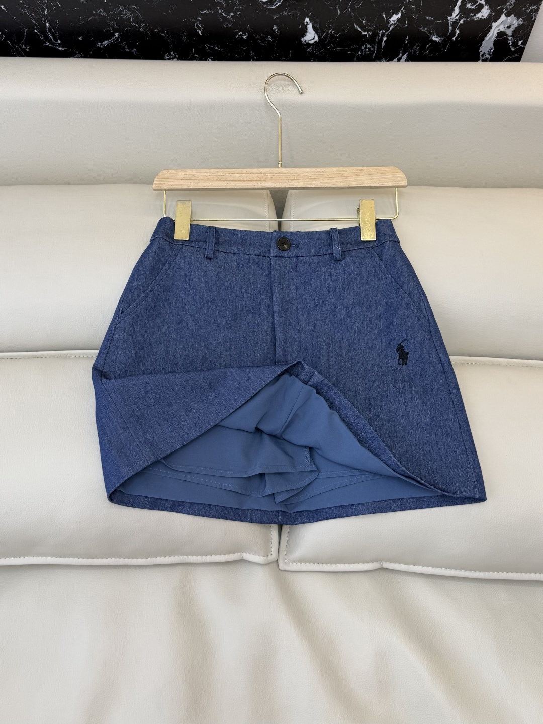 CY0104#新款半裙🌾Polo 绣花logo 显瘦 半裙 黑色 白色 蓝色 SML