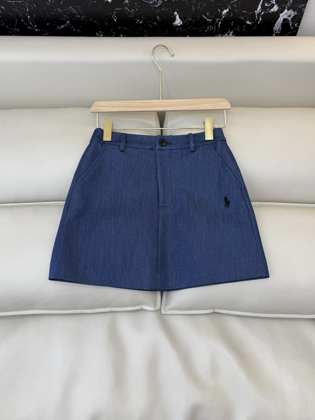 CY0104#新款半裙🌾Polo 绣花logo 显瘦 半裙 黑色 白色 蓝色 SML