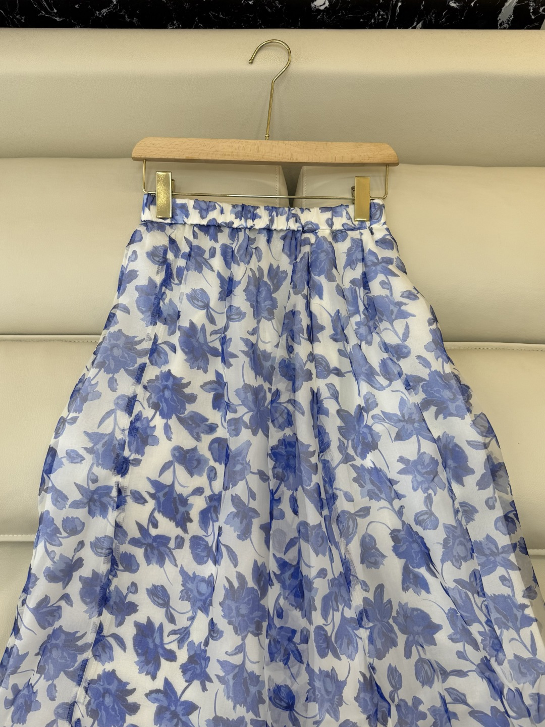 FY056#新款半裙‼️Max mara 100% 真丝欧根纱印花长半裙 S-X L