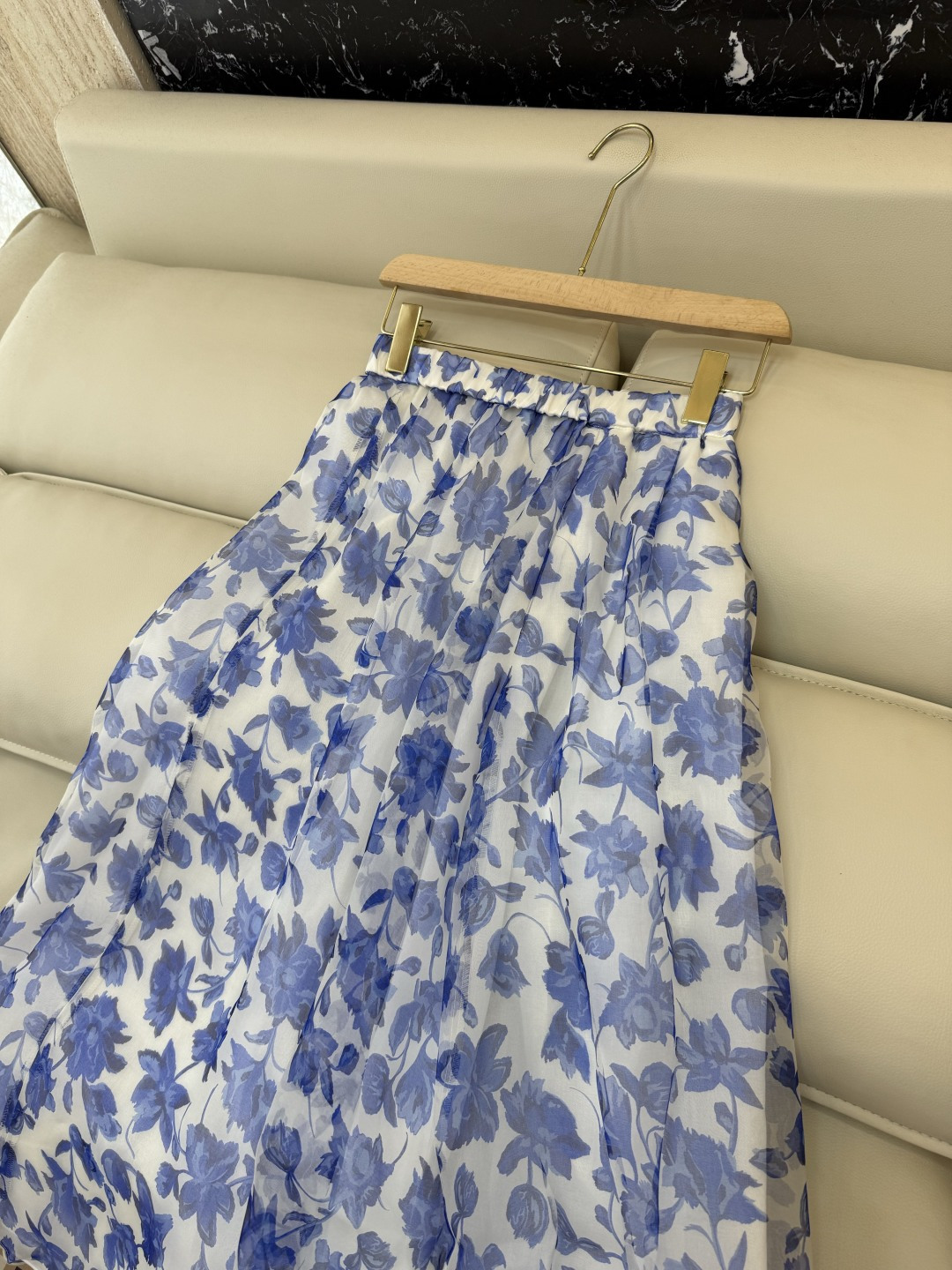 FY056#新款半裙‼️Max mara 100% 真丝欧根纱印花长半裙 S-X L