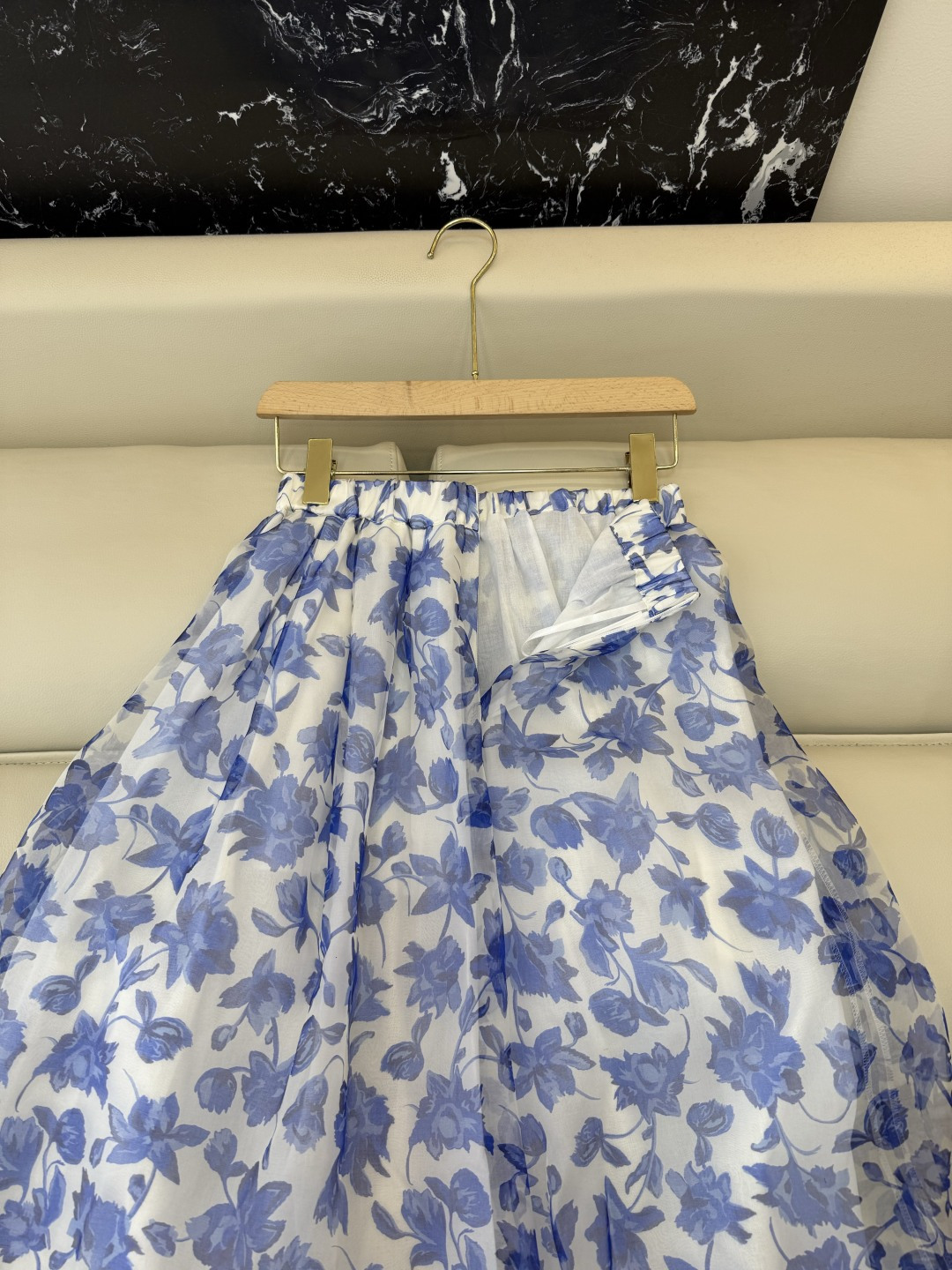 FY056#新款半裙‼️Max mara 100% 真丝欧根纱印花长半裙 S-X L