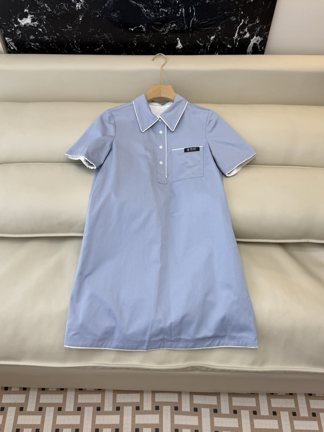 NO:791207,CX0184#New dress factory P PR polo collar short-sleeved dress white blue SML,,skirts,T-shirt,19860909CX0184#新款连衣裙工厂P PR polo领 短袖连衣裙 白色 蓝色 SML,,skirts,T-shirt,,Women's clothing