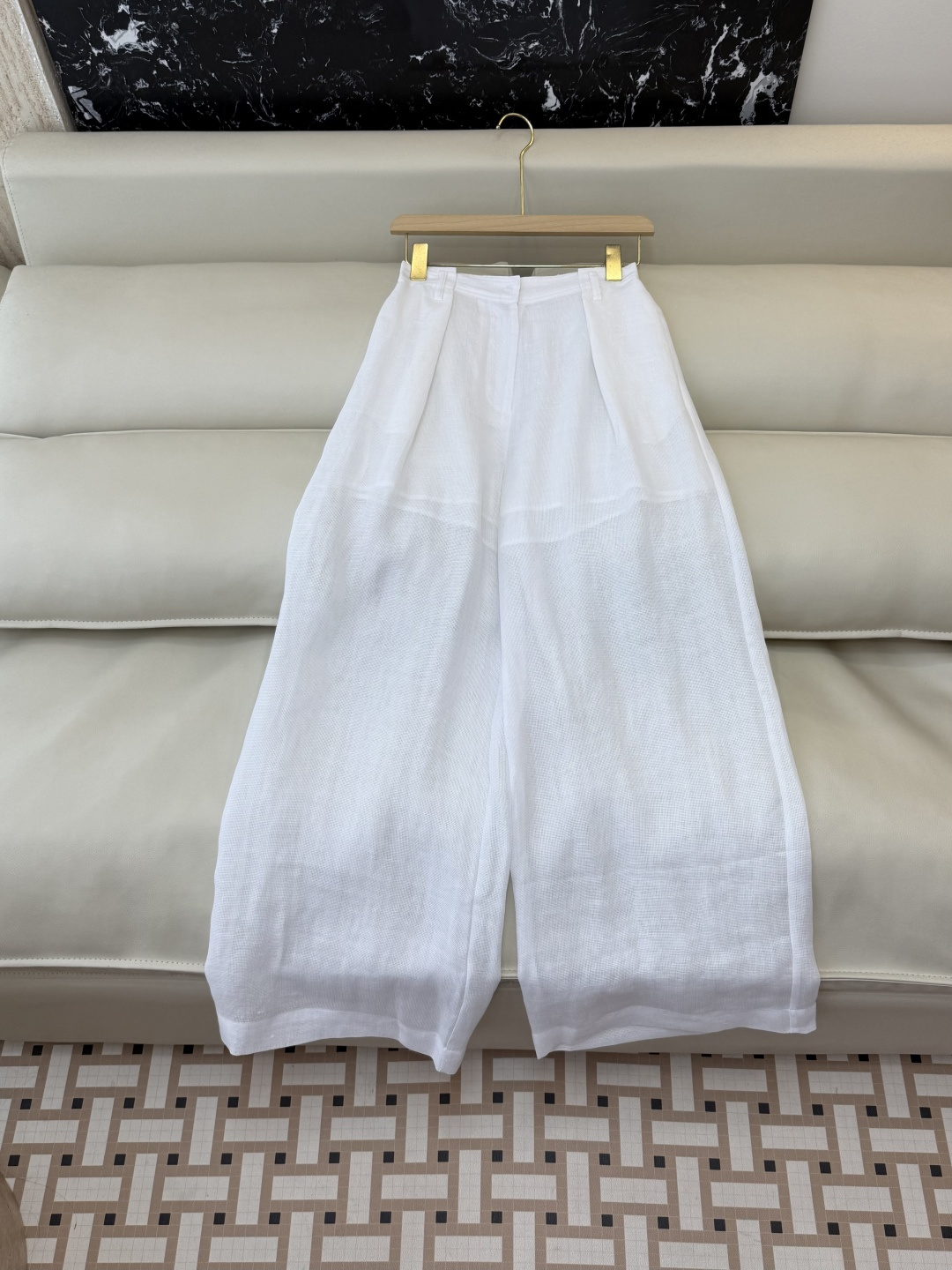 QGL045#新款套装🌾BC 100% 亚麻 长袖拉链外套➕长裤套装 白色 36/38/40