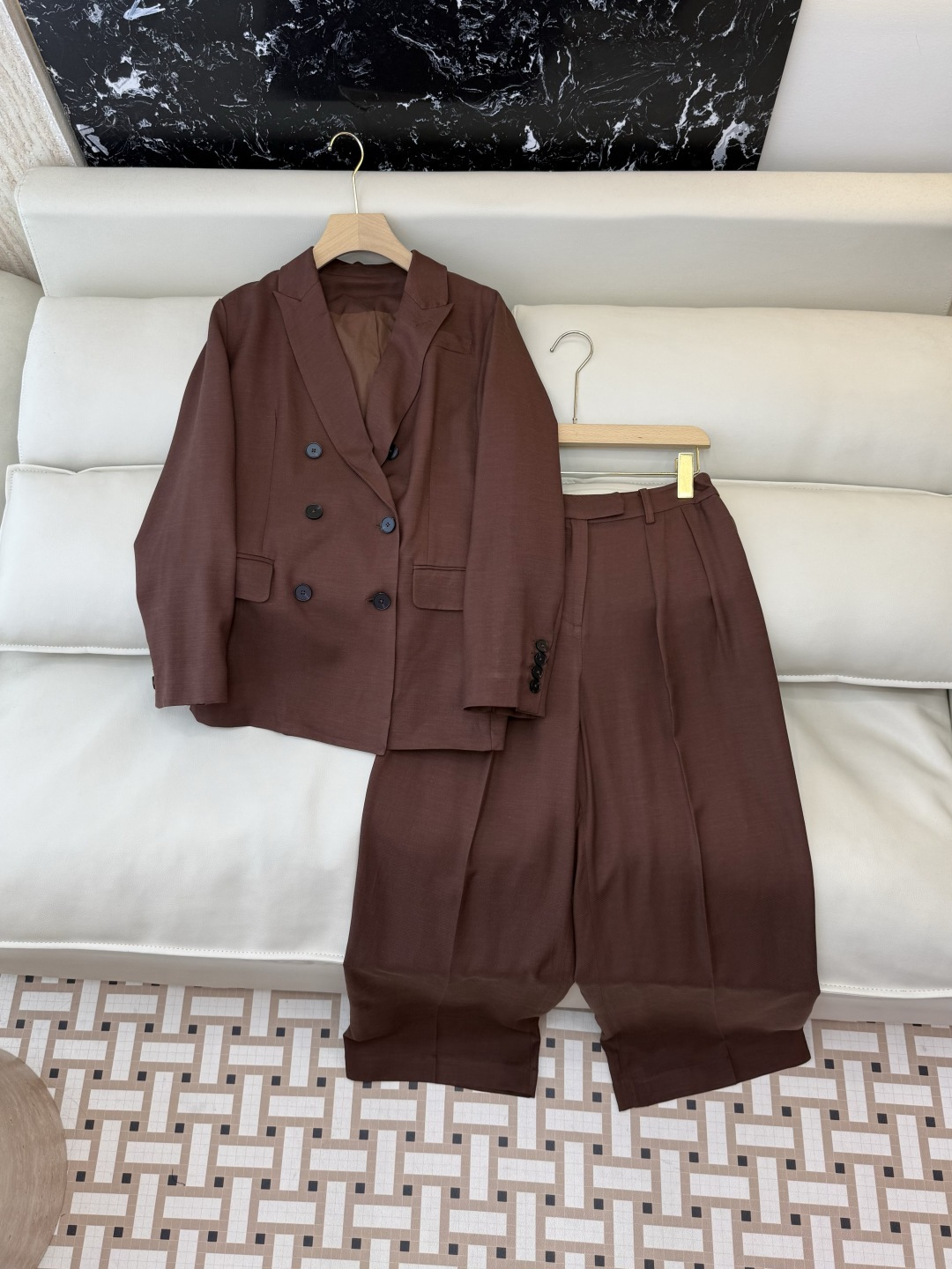 QD8033#新款套装🌾BC 顶级版 81% 亚麻长袖西装外套➕长裤 套装 36/38/40/42